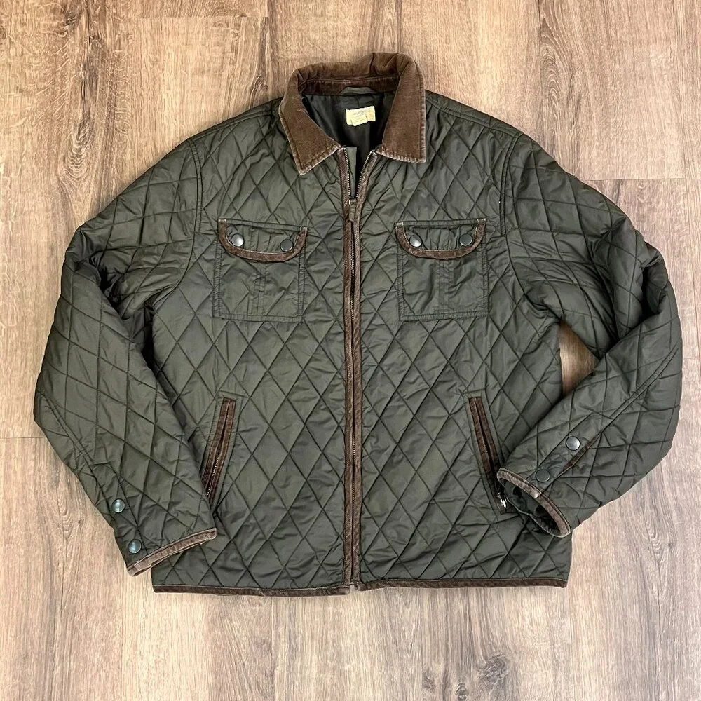 Tre Vero Vintage Diamond Quilted Military Barn Jacket Sz L - Picture 3 of 12